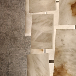 Wabi Sabi Natural Alabaster Wall <b>Light</b> Stacked Panel Wall Sconce For Bedroom <b>Corridor</b> - Product Image 5