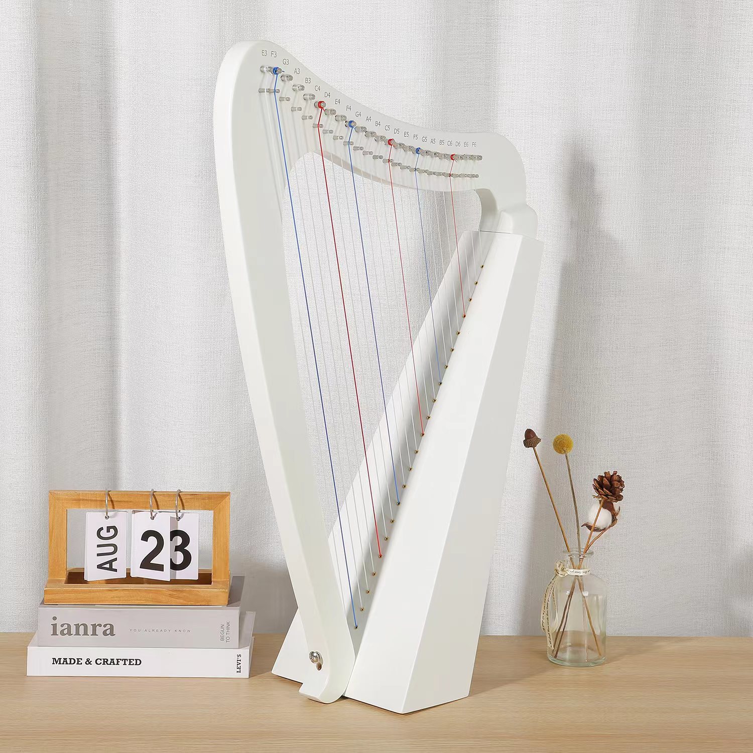 Harpe 23 cordes blanche (grand coffret cadeau)
