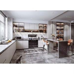 Materiales de Construcción, Organizador de Almacenamiento para Cocina, Juego de Puertas con Acabado Lacado de Lujo Personalizado, Mueble de Cocina con Puerta de Vidrio - Product Image 1