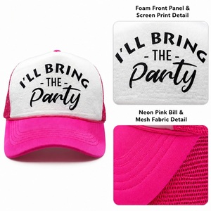 Casquette <span class=keywords><strong>de</strong></span> fête personnalisée en mousse, style camionneur, avec maille néon, snapback 5 panneaux, réglable, pour enterrement <span class=keywords><strong>de</strong></span> vie <span class=keywords><strong>de</strong></span> jeune fille, vente en gros, faible MOQ - Product Image 3