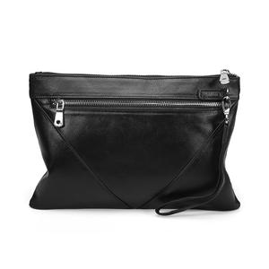 Maroquinerie Logo Personnalisé En Cuir Véritable <span class=keywords><strong>Noir</strong></span> Sac de Poignet <span class=keywords><strong>Homme</strong></span> Enveloppe <span class=keywords><strong>Pochette</strong></span> - Product Image 4