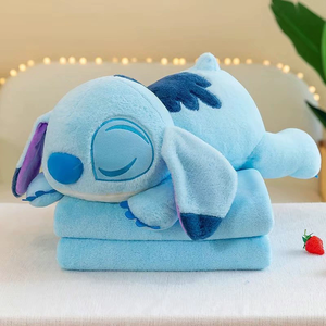 Almohada de Viaje y Manta 2 en 1 con Diseño de Stitch de Dibujos Animados, Manta <span class=keywords><strong>para</strong></span> Aire Acondicionado de Coche, Mantas <span class=keywords><strong>para</strong></span> Siesta, Regalos <span class=keywords><strong>para</strong></span> Niños - Product Image 1