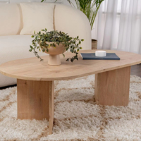 Table basse ovale en bois massif avec double plateau, table à thé en bois sur mesure pour salon moderne et décoration intérieure