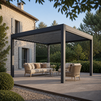 Gazebo imperméable Jiake avec lames orientables en aluminium télécommandées, pavillon extérieur pour projets de terrasses de restauration en bord de piscine de complexe hôtelier