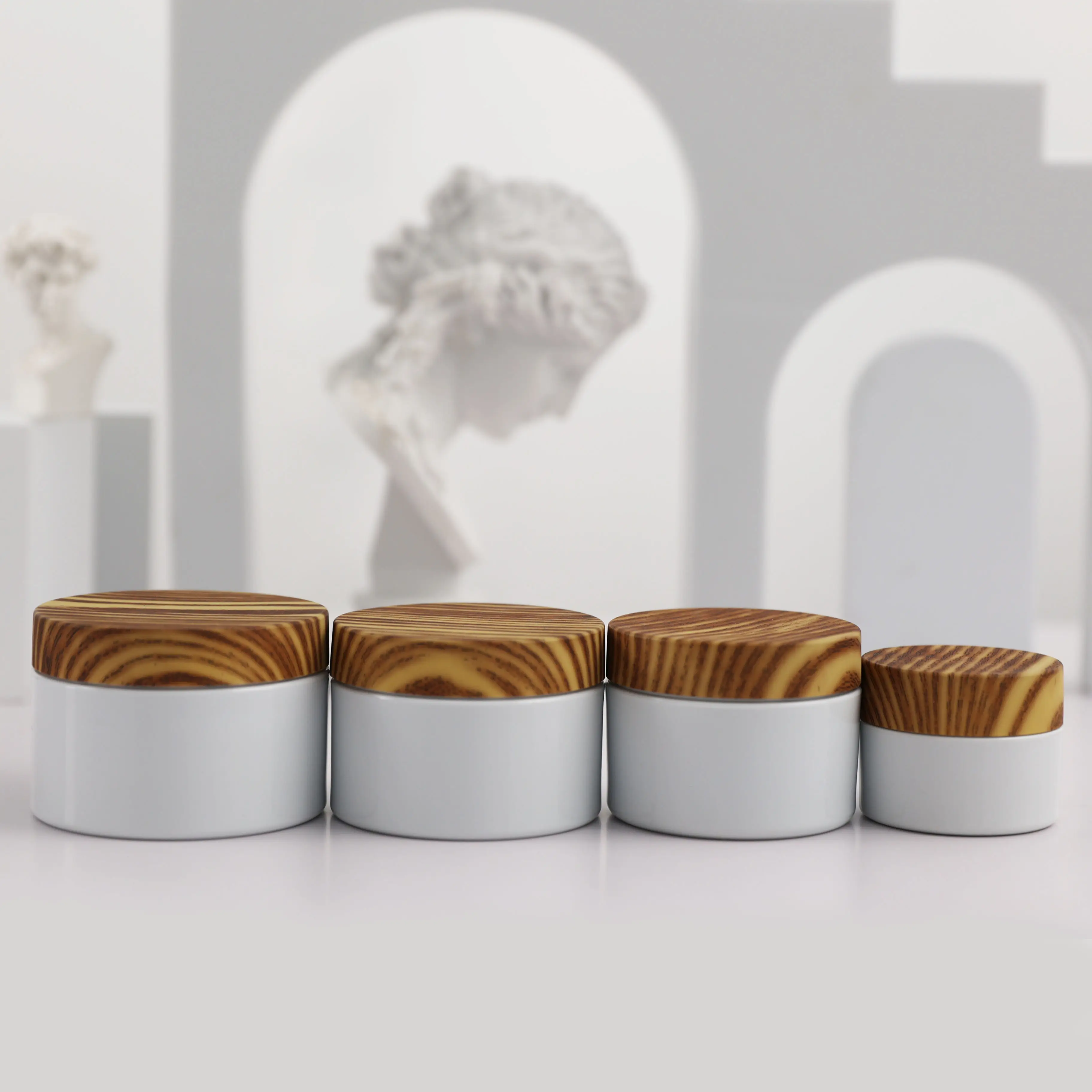 Pet Cream Jar Fabriek Groothandel Cosmetische Houten Deksel Met Bamboe Cap Plastic