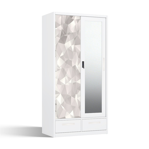 Armoire coulissante en acier avec miroir et deux tiroirs inférieurs 900 mm pour l'organisation de la chambre - Product Image 2