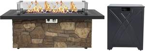 Table de feu avec kit de conversion au gaz naturel, table de foyer au gaz, foyer extérieur avec <span class=keywords><strong>pare</strong></span>-vent en verre - Product Image 3