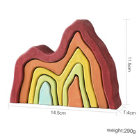 Jouets en bois empilables personnalisés, blocs d'empilage arc-en-ciel, jouets en bois, blocs de construction en forme de vague de mer, jouets éducatifs Montessori