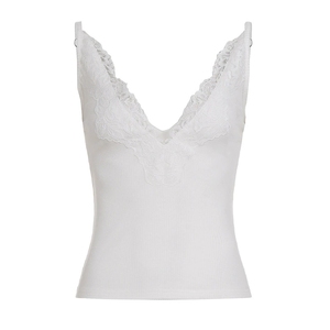 039 New Lace Patcwork Vneck Waist <strong>Cinced</strong> Knit Camisole Top - Product Image 5