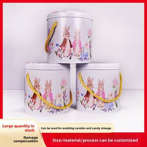 Cajas de hierro de mano al por mayor de fabricante, latas de dulces de conejo blanco, cajas de azúcar, latas redondas de galletas - Product Image 5