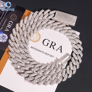 Big Size 18mm Rise Setting Baguette Moissanite Cuban Link <b>Chain</b> Necklace Rhodium Plated Solid 925 Silver Hiphop <b>Iced</b> <b>Out</b> Jewelry - Product Image 6