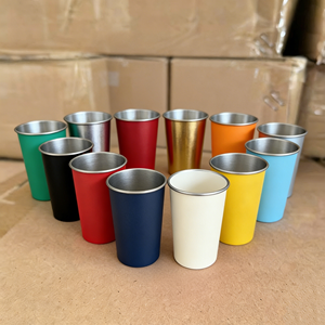 Lot de 500 ml de gobelets jetables en acier inoxydable sans BPA, rouges, modernes, pour fêtes, bière, design personnalisé, double couleur - Product Image 1