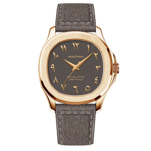 Montre simple et élégante pour homme, style sport, chiffres arabes, mouvement à quartz japonais, boîtier en acier inoxydable, bracelet en <span class=keywords><strong>cuir</strong></span> de vache 20 mm - Product Image 4