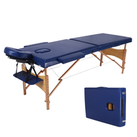 Table de massage pliable traditionnelle en bois de hêtre, réglable, en cuir PU durable, facile à transporter, éponge haute densité pour salon de beauté