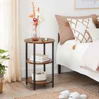 Table d'angle moderne rustique portable en métal à 3 niveaux, étagère de rangement, table d'appoint décorative pour canapé, meubles de salon, café, maison