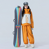 FLYSKI - Conjunto de Traje de Esquí para Mujer, Talla Grande, Estampado Personalizado, Invierno, Térmico, Impermeable, Transpirable, 2 Piezas