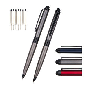 Stylo bille métallique le plus vendu avec pointe tactile noire mate pour écran tactile, personnalisable avec logo - Product Image 2