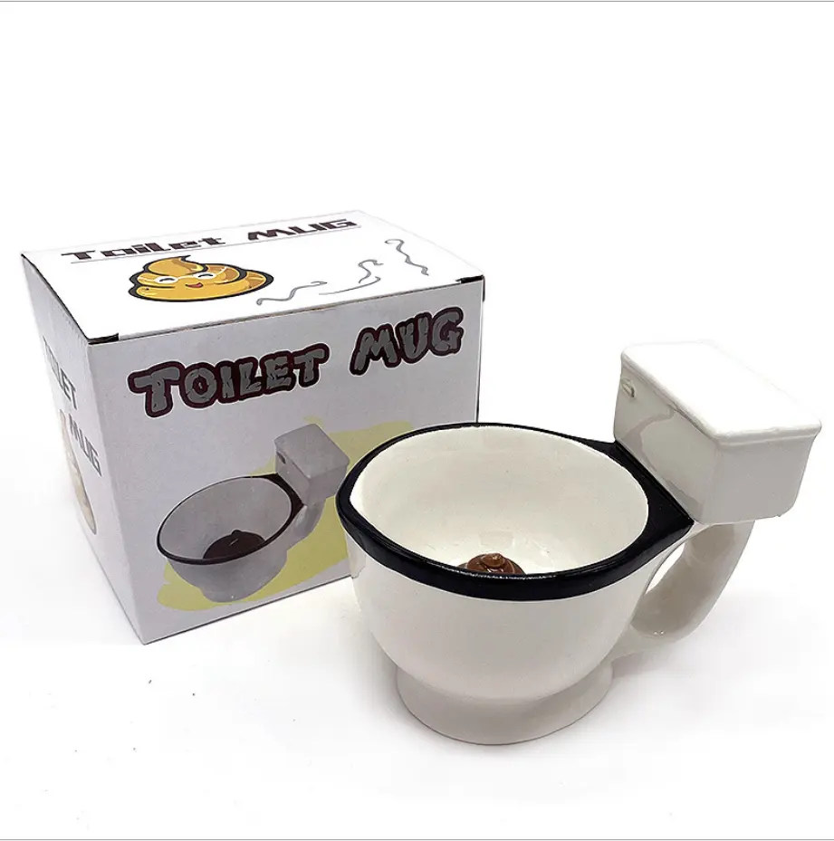 Spot modeling water spoof poop cup strange gift toilet white ceramic mug 3D funny closestool coffee mug for fun