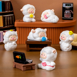 ตุ๊กตาแกะการ์ตูนเรซิ่นขนาดเล็กน่ารัก สำหรับตกแต่งภูมิทัศน์ ของตกแต่งรูปสัตว์ ของประดับ DIY - Product Image 2