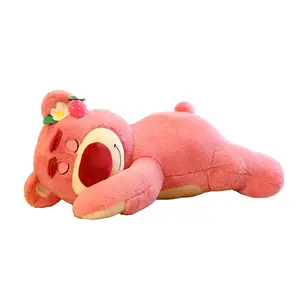 Manufacturers Cute Animals Big plush toy head strawberry bear Stuffed Toys Pink Strawberry Bear Plush Toy