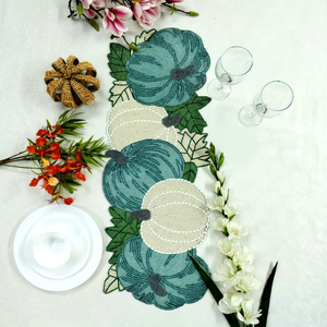 Rectangular Fabric <b>Table</b> Runner With Pumpkin Design Handmade Modern Mats & Pads - Product Image 1