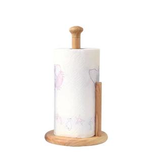 펀치없는 금속 랙 가정용 주방 티슈 롤 종이 단단한 나무 주최자 용 크리 에이 티브 수직 데스크탑 선반 - Product Image 3