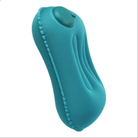Oreiller de soutien cervical gonflable pressurisé, épais, pliable, portable, pour le camping en extérieur et les voyages, en polyester, de forme oblongue