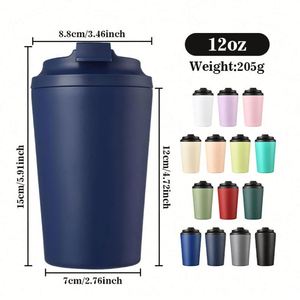 Custom Logo 12oz <b>Reusable</b> <b>Cup</b> Double Wall Vacuum Insulated Tumbler Travel Mug <b>Cups</b> Stainless Steel Coffee Mugs With Lid for Gift - Product Image 3