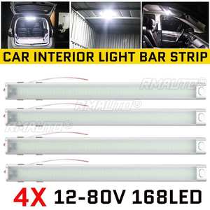 Lot de 4 barres lumineuses LED 12-80V avec interrupteur marche/arrêt, lumière de lecture blanche haute luminosité pour cabine de voiture, camion, camping-car et éclairage intérieur de lavage auto - Product Image 1