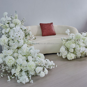 Décoration de mariage en gros : Chemin de table en roses blanches en soie, fleurs artificielles pour toile de fond de mariage - Product Image 2