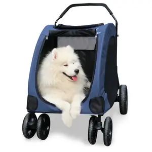 Mesh Dakraam Kinderwagen Voor Kleine Tot Grote Huisdieren Opvouwbaar Winkelwagen Met 4 Wielen En Gezellig Handvat Hond Kinderwagens Huisdier Trolley