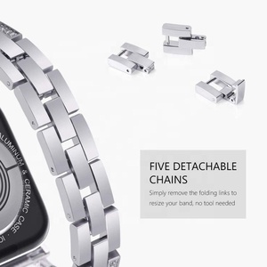 Para <span class=keywords><strong>Applewatch</strong></span> Band 38mm 40mm 41mm 42mm 44mm 45mm tamaño Rhinestone Metal joyería pulsera Correa con Bling Diamond Band - Product Image 4