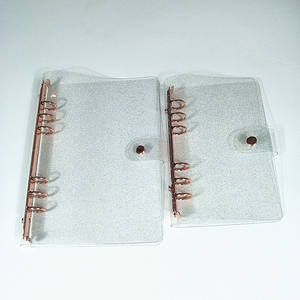 Clear Glitter <span class=keywords><strong>A5</strong></span>/A6/A7 Carpeta de anillas de oro rosa Diario Cuaderno Planificador Hojas sueltas Sobre de plástico Bolsillo Organizador de carpetas de presupuesto - Product Image 2
