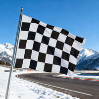 Drapeau à fanions double face noir et blanc à carreaux, style volant, 100 % polyester, imprimé numériquement, écologique et imperméable – En stock