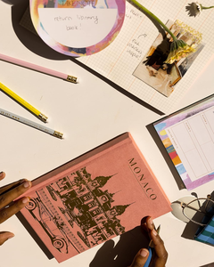 Cuaderno de Tapa Dura de Tela de Gamuza con Estampado Rosa y Dorado Personalizado para Viajes por <span class=keywords><strong>el</strong></span> <span class=keywords><strong>Mundo</strong></span>, con Páginas Rayadas para Escribir y Tomar Notas - Product Image 3
