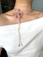 Koleksi Aksesoris Bunga Manik-Manik Prancis Retro, Kalung Gantungan Kunci Manik-Manik Buatan Tangan untuk Hadiah Pernikahan