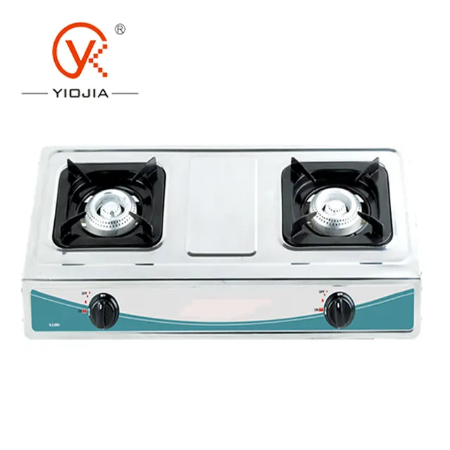 Stainless steel 2 burner table gas stove with regulator(JK-213SH)