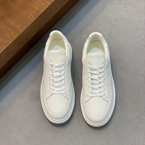 Chaussures de marche décontractées de luxe de haute qualité pour le printemps et l'été, en cuir véritable, respirantes, antidérapantes, à lacets, couleur blanche - Product Image 6