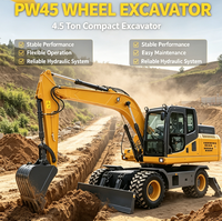 Mini-excavatrice sur roues PW45 haute performance pour la rénovation agricole, les travaux de construction rurale