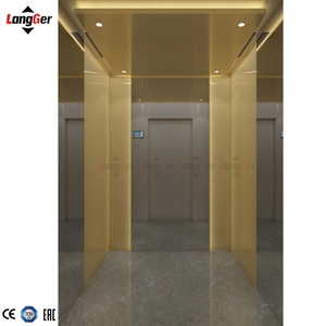 Ascensor de Pasajeros LangGer Factory Vvvf AC 630kg con Acabado Espejo Dorado, Puerta de Vidrio y Acero Inoxidable para Apartamentos y Casas - Product Image 2