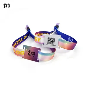 Manufacturers Customized RFID Woven wristband Ultralight EV1/ Ultralight C Fabric nfc bracelet for festivals