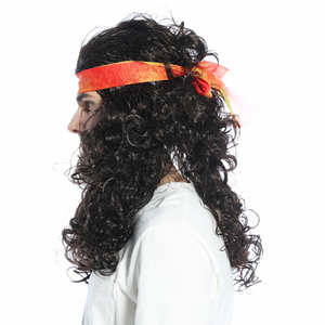 80s cosplay longue brune bouclée <span class=keywords><strong>Hippie</strong></span> <span class=keywords><strong>perruque</strong></span> Rocker hommes <span class=keywords><strong>perruque</strong></span> CW-027 - Product Image 3