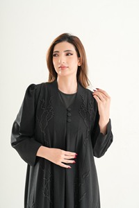 Abaya de Alta Calidad con Elegante Caída, Jacquard Premium, Bordado a Mano, Corte Medianoche, para Mujer - Product Image 2