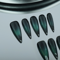 Alta calidad hecha a mano Color mezclado estilo ojo de gato forma de ataúd forma de uñas artificiales reutilizables y venta al por mayor de fábrica