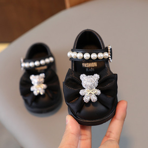 Sandales d'été pour bébé fille, style slip-on, semelle souple, perles, sandales de princesse - Product Image 3