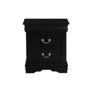 Mesita de noche de lujo moderna DB Louis Philippe con acabado negro de madera maciza y material acrílico para uso en dormitorio o apartamento - Product Image 5
