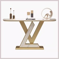 Table Console Ultra-Étroite Luxe Discret Moderne Simple Style Nordique Marbre Art Meuble d'Appoint d'Entrée Élégant