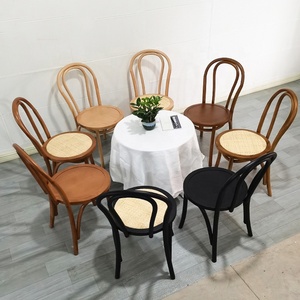 <span class=keywords><strong>Chaise</strong></span> de salle à manger empilable en bois massif Nordic Villa avec dossier en rotin naturel - Product Image 2