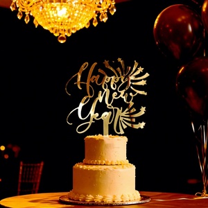 การ์ดอะคริลิคตกแต่งเค้กสไตล์ INS สำหรับปีใหม่ 2026 ชุดอุปกรณ์ตกแต่งเค้กปีใหม่ ตัวอักษรตกแต่งเค้กสุขสันต์วันปีใหม่ - Product Image 6