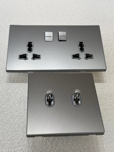 86 loại hiện đại tường ánh sáng Thiết bị chuyển mạch khung thép không gỉ màu xám 250V 146 đôi 13A anh phổ ổ cắm AU EU 16A Châu Âu 45A AC - Product Image 2